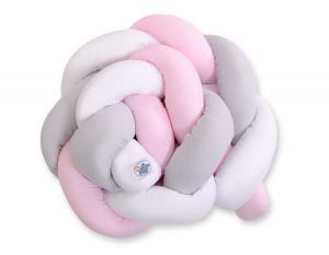 Geflochtenes Nestchen- Kopfschutz für Kinderbett- weiss-grau-pink